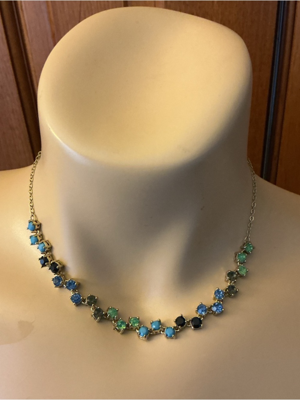 Express Gold-Tone Multi-Blue & Green crystal choker